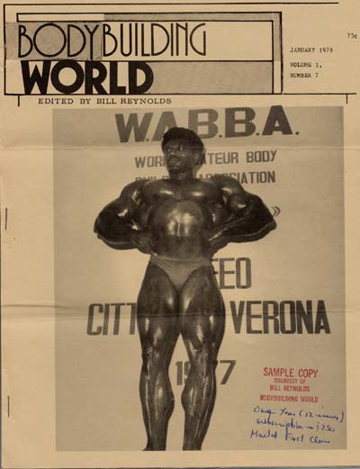 Сержио Олива, Sergio Oliva, Обложка журнала Bodybuilding World №7, январь 1978 года