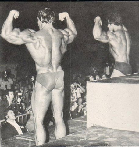 Лу Ферриньо, Lou Ferrigno на турнире Мистер Олимпия 1974 вместе с Арнольд Шварценеггер