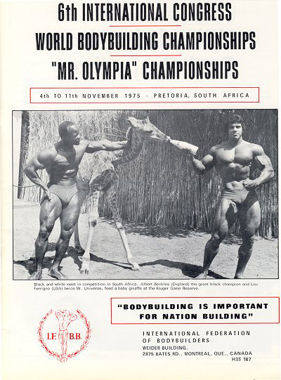 Лу Ферриньо, Lou Ferrigno на турнире Мистер Олимпия 1975 вместе с Альберт Беклс