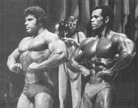 Лу Ферриньо, Lou Ferrigno на турнире Мистер Олимпия 1975 вместе с Серж Нюбре