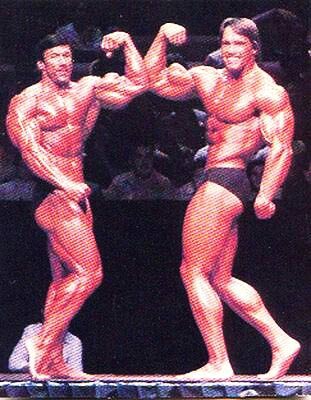 Арнольд Шварценеггер, Arnold Schwarzenegger на турнире Мистер Олимпия 1980 вместе с Боер Коу