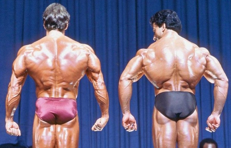 Фрэнк Зейн, Frank Zane на турнире Мистер Олимпия 1983 вместе с Самир Баннут