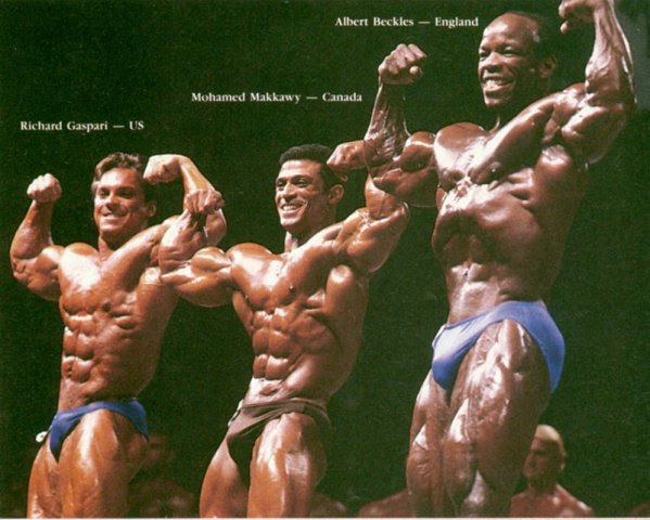 Рич Гаспари, Rich Gaspari на турнире Мистер Олимпия 1985 вместе с Альберт Беклс, Мохаммед Маккави