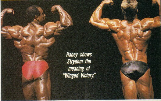 Гарри Стридом, Gary Strydom на турнире Мистер Олимпия 1988 вместе с Ли Хейни