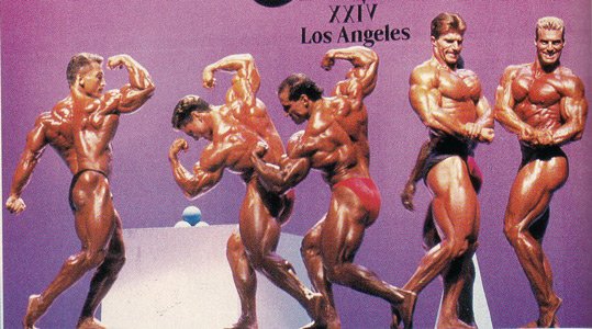 Рич Гаспари, Rich Gaspari на турнире Мистер Олимпия 1988 вместе с Ли Лабрада, Майк Квин, Гарри Стридом, Берри ДеМей