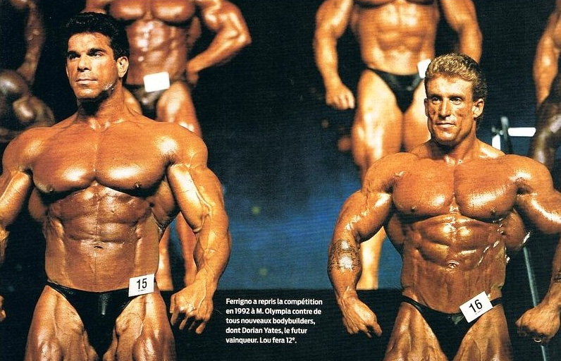 Дориан Ятс, Dorian Yates на турнире Мистер Олимпия 1992 вместе с Лу Ферриньо