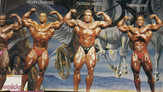 Дориан Ятс, Dorian Yates на турнире Мистер Олимпия 1994 вместе с Крис Кормье, Кевин Леврон, Шон Рэй