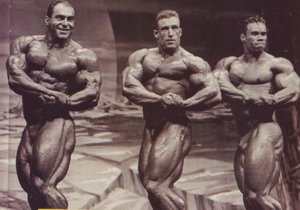 Дориан Ятс, Dorian Yates на турнире Мистер Олимпия 1995 вместе с Нассер Эль Сонбати, Кевин Леврон