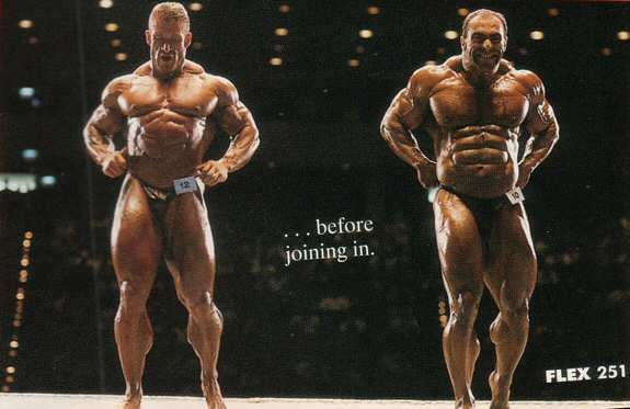 Дориан Ятс, Dorian Yates на турнире Мистер Олимпия 1996 вместе с Нассер Эль Сонбати