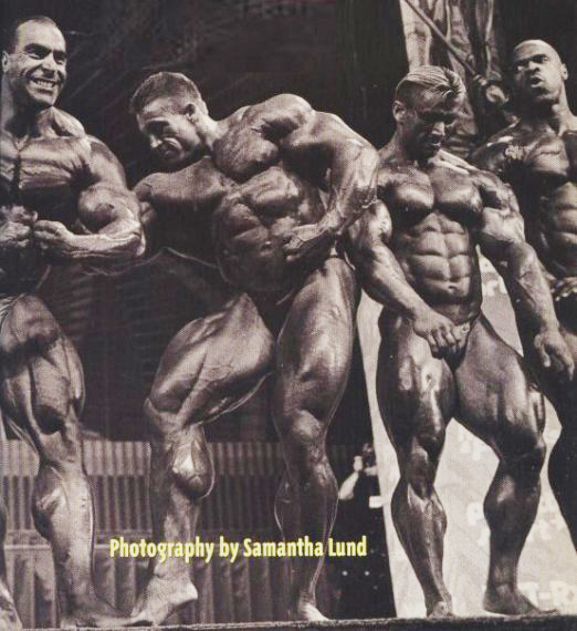 Дориан Ятс, Dorian Yates на турнире Мистер Олимпия 1997 вместе с Нассер Эль Сонбати, Ли Прист, Пол Диллет