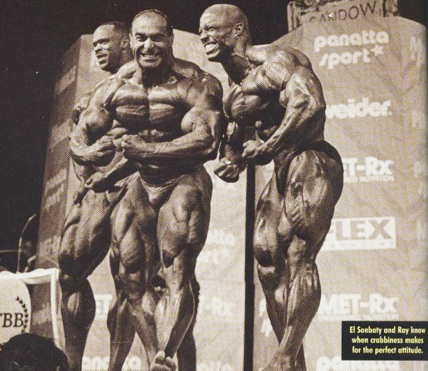 Шон Рэй, Shawn Ray на турнире Мистер Олимпия 1997 вместе с Пол Диллет, Нассер Эль Сонбати