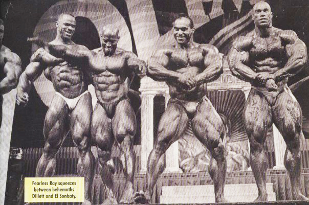 Шон Рэй, Shawn Ray на турнире Мистер Олимпия 1997 вместе с Пол Диллет, Нассер Эль Сонбати, Кевин Леврон