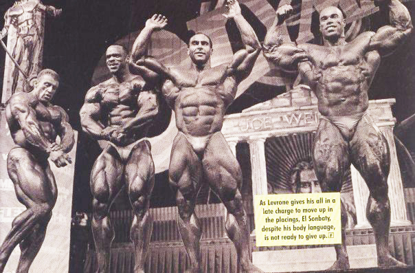 Дориан Ятс, Dorian Yates на турнире Мистер Олимпия 1997 вместе с Пол Диллет, Нассер Эль Сонбати, Кевин Леврон