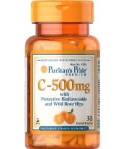 Puritan's Pride C-500 mg with Protective Bioflavonoids and Wild Rose Hips (30 капсул, 30 порций)