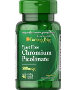 Puritan's Pride Chromium Picolinate 500 mcg Yeast Free (100 таблеток, 100 порций)