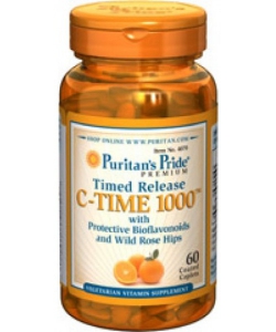 Puritan's Pride Time Release C-Time 1000 with Protective Bioflavonoids and Wild Rose Hips (60 капсул, 60 порций)