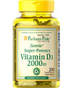 Puritan's Pride Sunvite Super-Potency Vitamin D3 2000 IU (200 капсул, 200 порций)