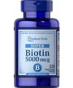 Puritans Pride SUPER Biotin 5000 mcg (120 капсул, 120 порций)