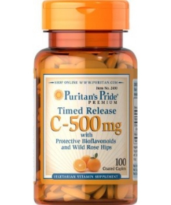 Puritan's Pride Time Release C-500 mg with Protective Bioflavonoids and Wild Rose Hips (100 капсул, 100 порций)