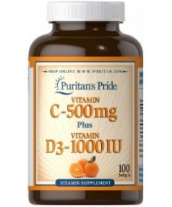 Puritan's Pride Vitamin C-500 mg Plus Vitamin D3-1000 IU (100 капсул, 100 порций)