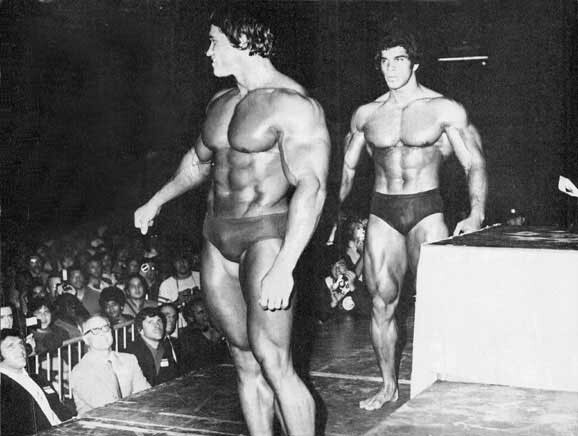 Лу Ферриньо, Lou Ferrigno на турнире Мистер Олимпия 1974 вместе с Арнольд Шварценеггер