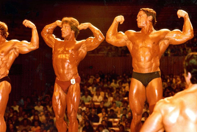 Фрэнк Зейн, Frank Zane на турнире Мистер Олимпия 1980 вместе с Арнольд Шварценеггер