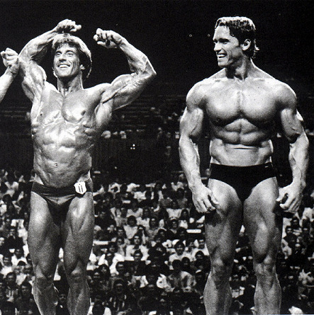 Фрэнк Зейн, Frank Zane на турнире Мистер Олимпия 1980 вместе с Арнольд Шварценеггер