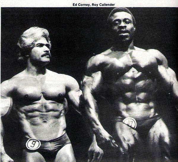 Рой Каллендер, Roy Callender на турнире Мистер Олимпия 1981 вместе с Эд Корни