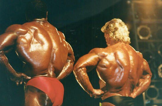 Дориан Ятс, Dorian Yates на турнире Мистер Олимпия 1991 вместе с Ли Хейни