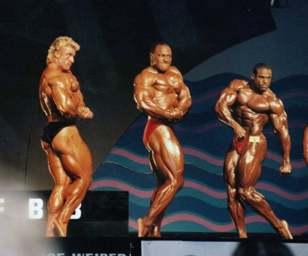 Дориан Ятс, Dorian Yates на турнире Мистер Олимпия 1991 вместе с Ли Хейни, Винс Тейлор