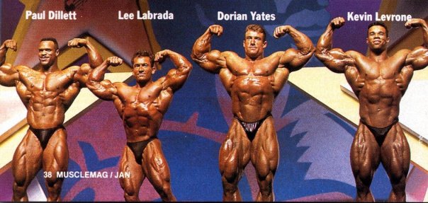 Дориан Ятс, Dorian Yates на турнире Мистер Олимпия 1993 вместе с Пол Диллет, Ли Лабрада, Кевин Леврон