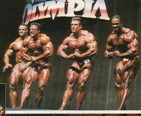 Дориан Ятс, Dorian Yates на турнире Мистер Олимпия 1993 вместе с Пол Диллет, Сонни Шмидт, Флекс Уиллер