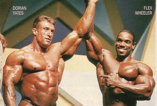 Дориан Ятс, Dorian Yates на турнире Мистер Олимпия 1993 вместе с Флекс Уиллер