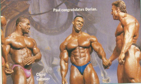 Дориан Ятс, Dorian Yates на турнире Мистер Олимпия 1994 вместе с Крис Кормье, Пол Диллет