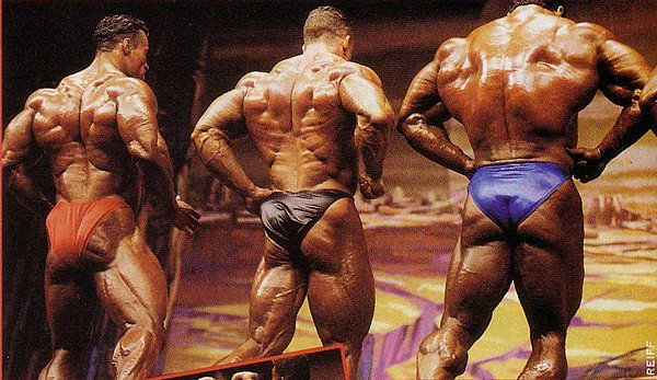 Дориан Ятс, Dorian Yates на турнире Мистер Олимпия 1995 вместе с Кевин Леврон, Нассер Эль Сонбати