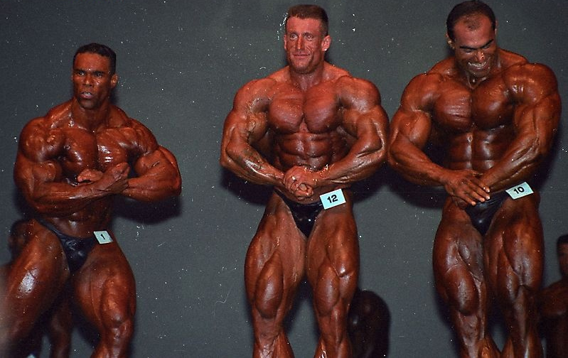 Кевин Леврон, Kevin Levrone на турнире Мистер Олимпия 1996 вместе с Дориан Ятс, Нассер Эль Сонбати