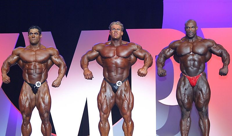Ронни Колеман, Ronnie Coleman на турнире Мистер Олимпия 2005 вместе с Густаво Баделл, Джей Катлер