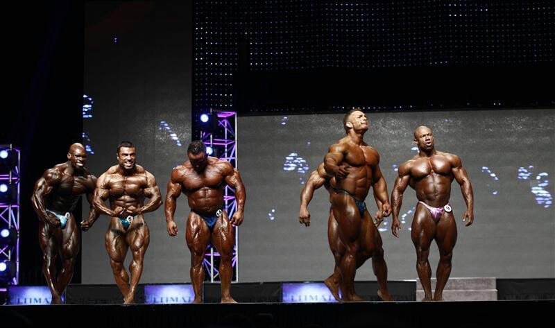 Джеймс Флекс Льюис, James Flex Lewis на турнире Мистер Олимпия 2012 вместе с Эл Аугусте, Эдуардо Корреа, Хосе Реймонд, Ричард Трикки Джексон