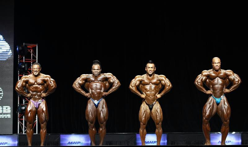 Хидетада Ямагиши, Hidetada Yamagishi на турнире Мистер Олимпия 2012 вместе с Ролли Винклаар, Кай Грин, Фил Хит