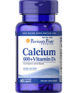 Puritan's Pride Calcium 600 + Vitamin D3 (60 капсул, 30 порций)