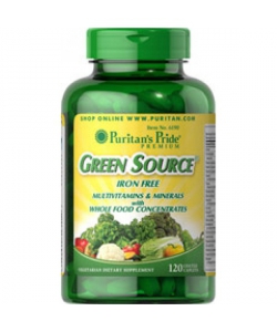Puritan's Pride Green Source® Iron Free Multivitamin & Minerals (120 таблеток, 40 порций)