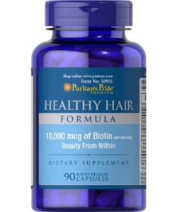 Puritan's Pride Healthy Hair Formula 10,000 mcg of Biotin (90 капсул, 30 порций)