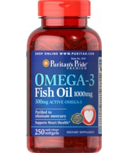 Puritan's Pride Omega-3 Fish Oil 1000 mg (250 капсул, 250 порций)
