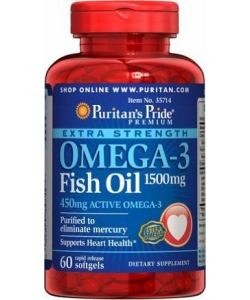 Puritan's Pride Omega-3 Fish Oil 1500 mg (60 капсул, 60 порций)
